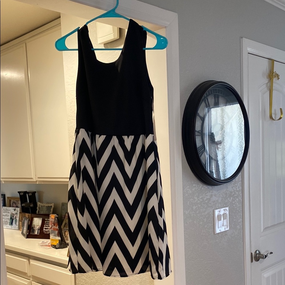 Pixley Black and White Fit and Flare Mini Dress